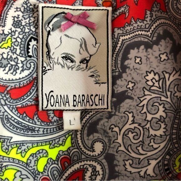 ANTHROPOLOGIE YOANA BARASCHI Paisley Print Shift Dress Long Trumpet Sleeve Large - Picture 7 of 12